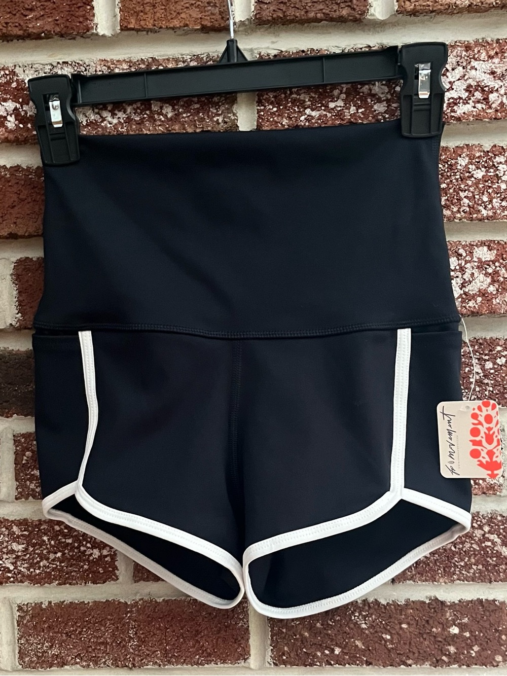 FP Movement by Free People Black Athletic Shorts with White Trim